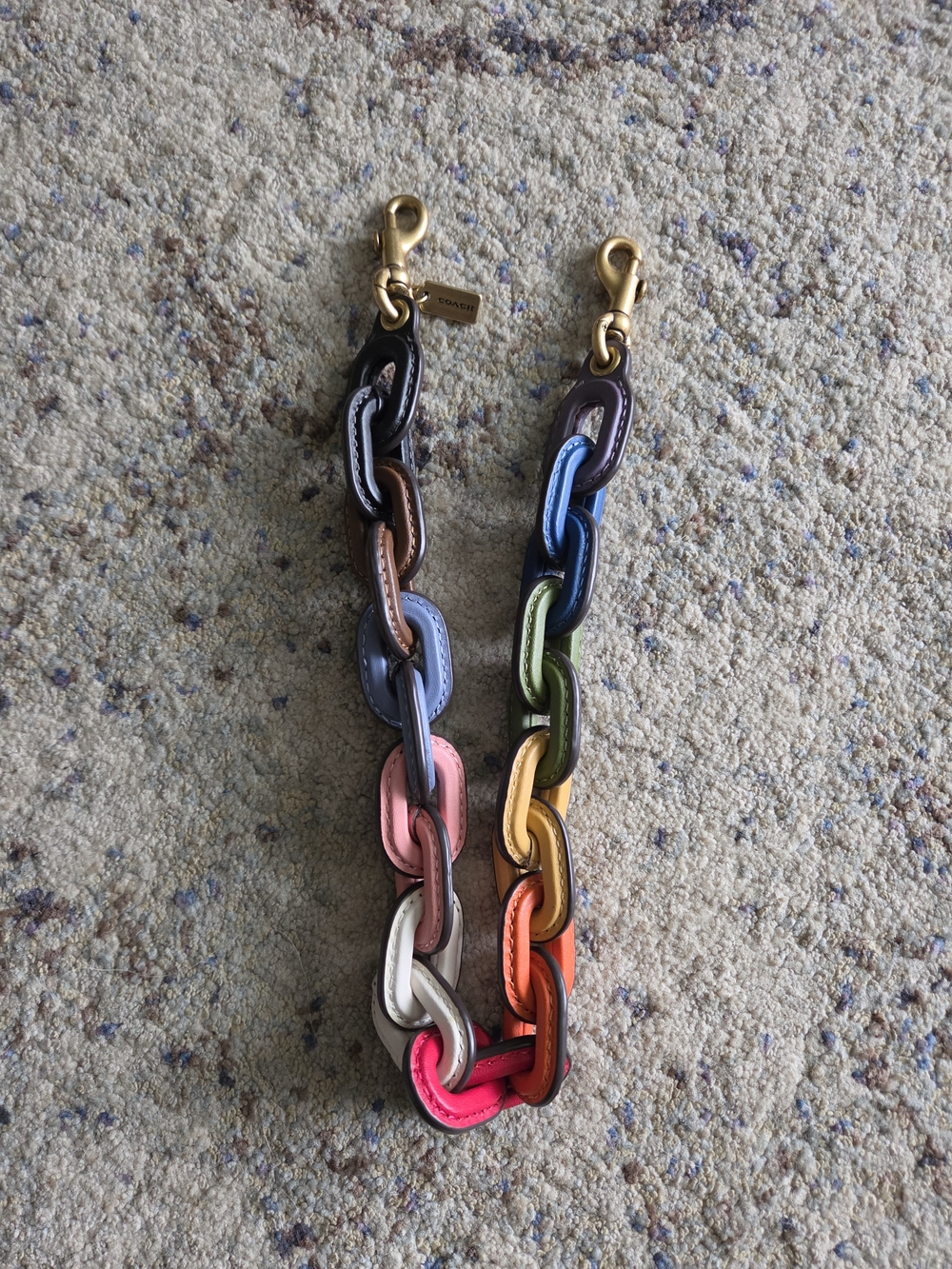 Coach Leather Covered Rainbow Chain Link Short Strap - Picture 7 of 8